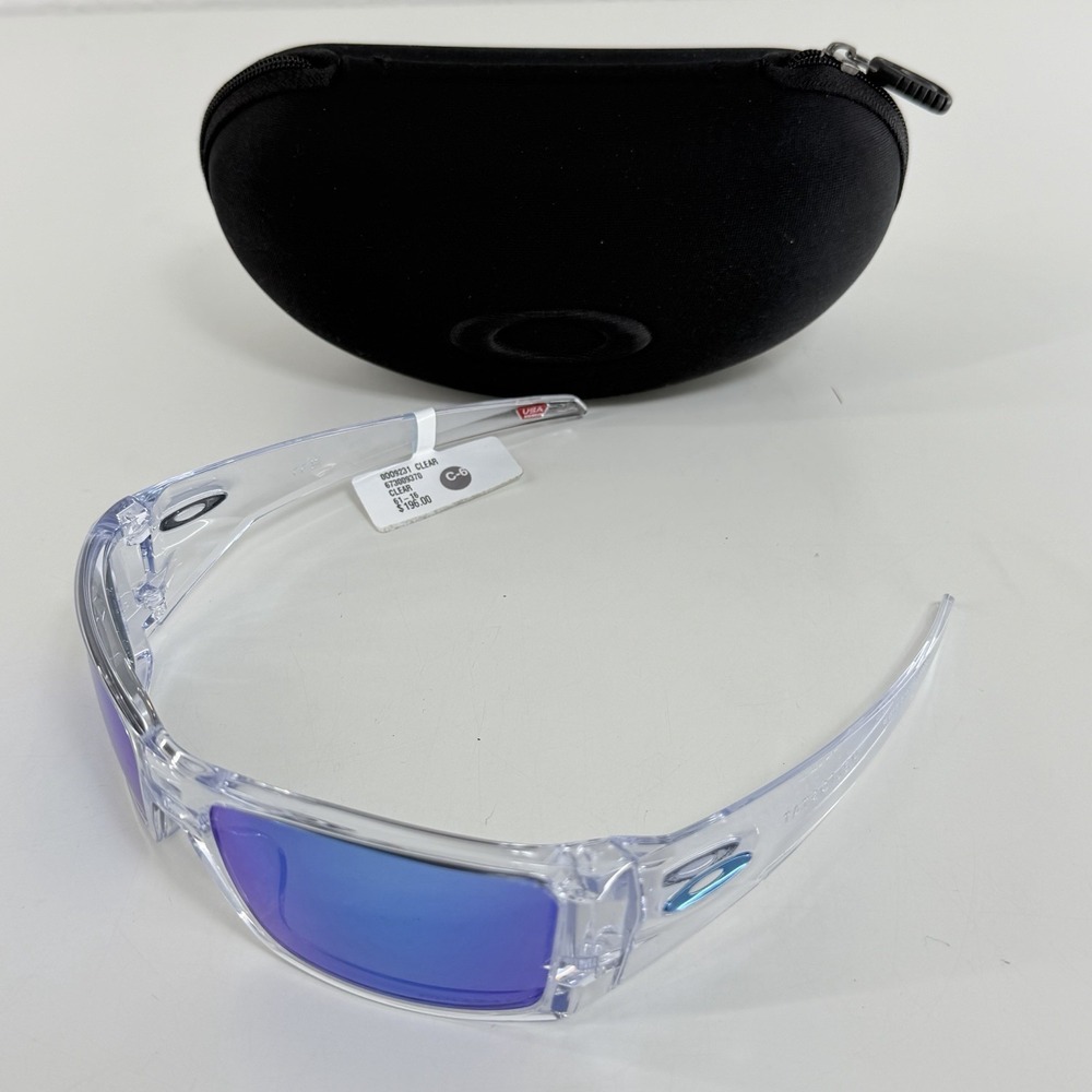 Oakley Sunglasses Heliostat OO9231-0761 Clear Frames Prizm Sapphire Lenses NEW - Picture 2 of 10
